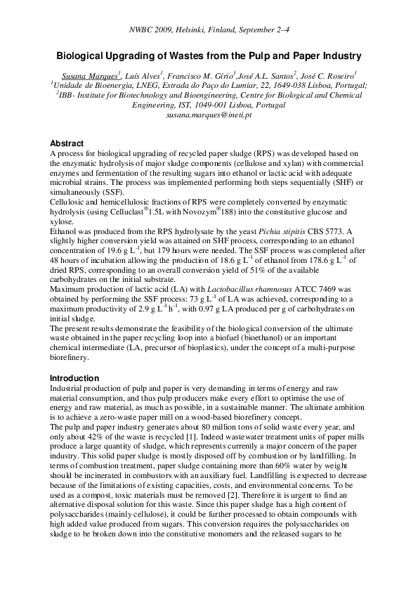 (PDF) Biological upgrading of wastes from the pulp and paper industry