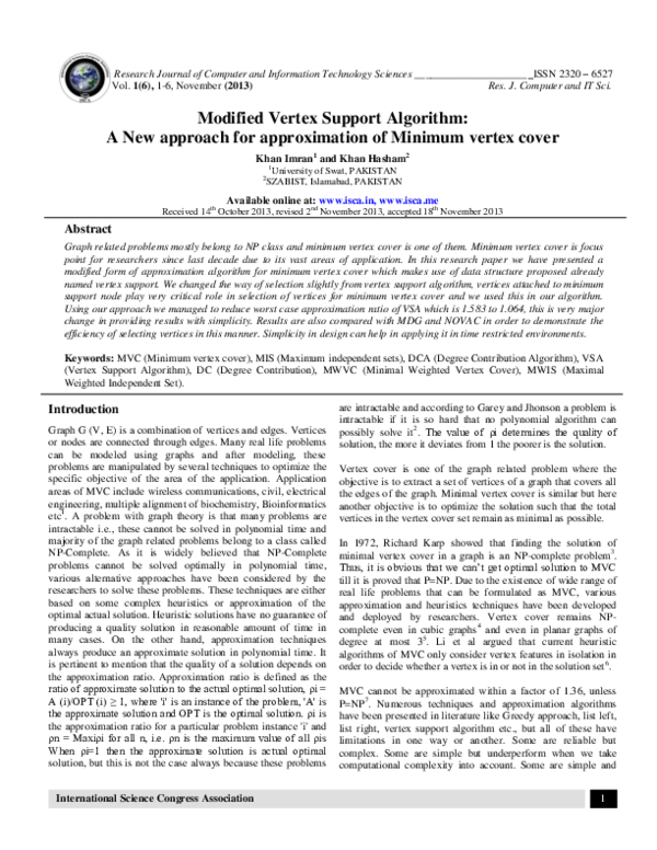 (PDF) Modified Vertex Support Algorithm: A New approach for ...