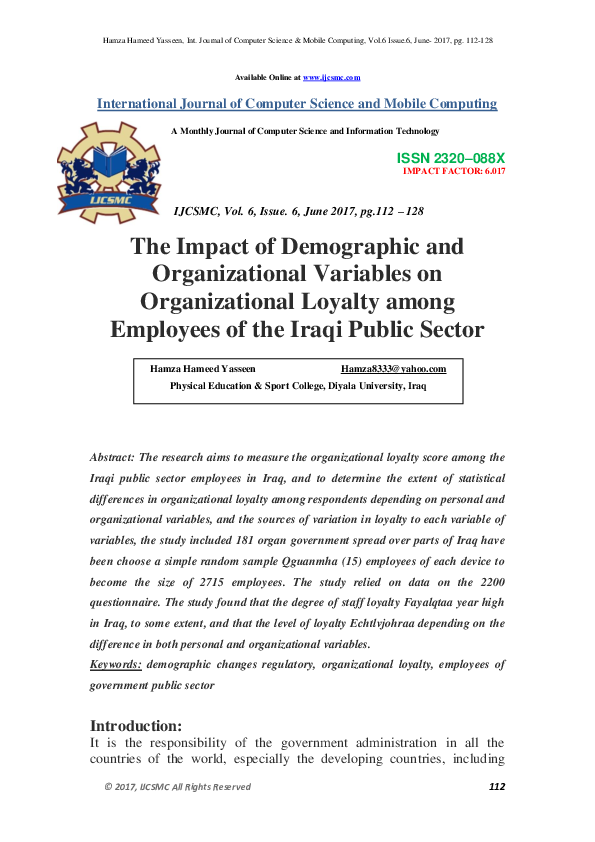 (PDF) The Impact of Demographic and Organizational Variables on ...