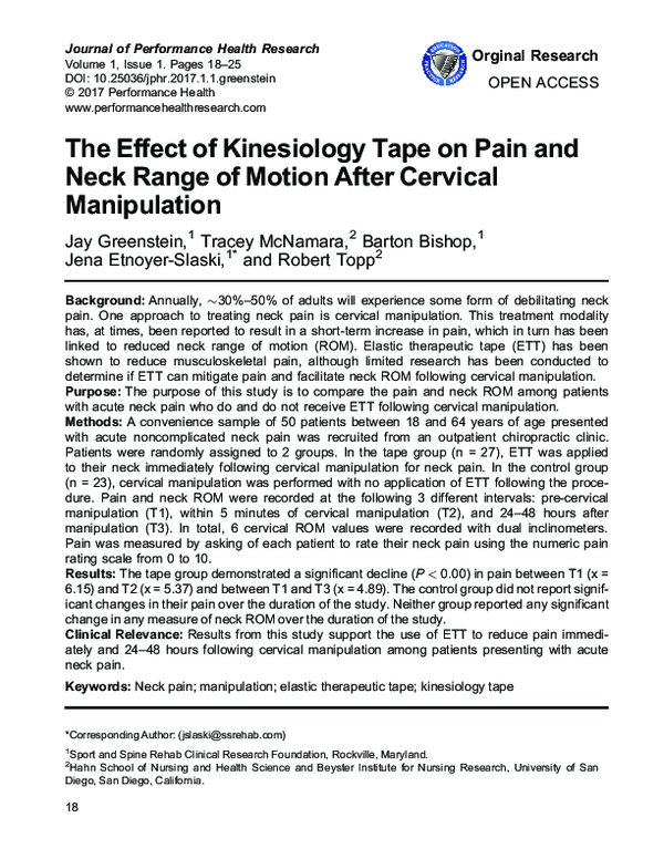 (PDF) The Effect of Kinesiology Tape on Pain and Neck Range of Motion ...