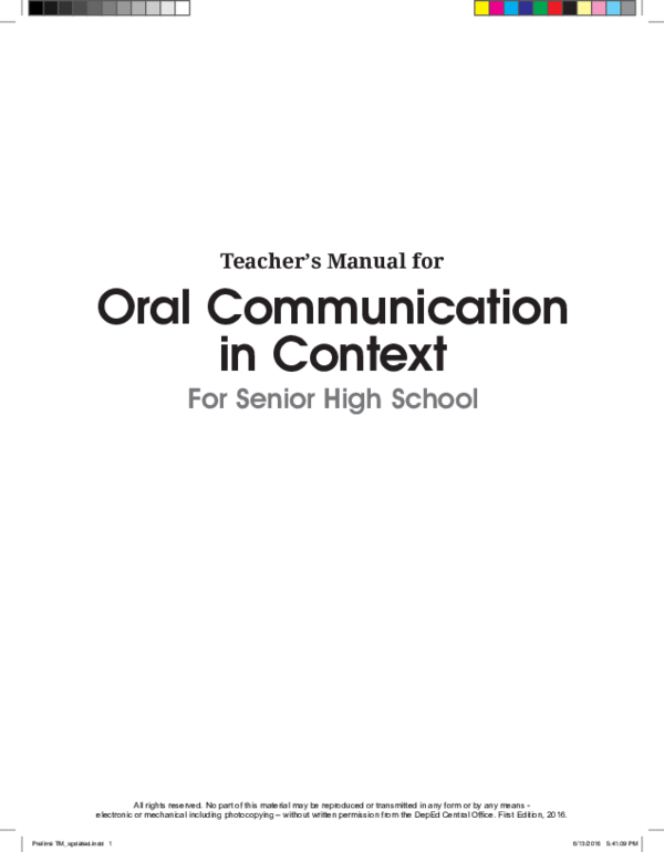 (PDF) Oral Communication in Context Teacher's Manual for Buena