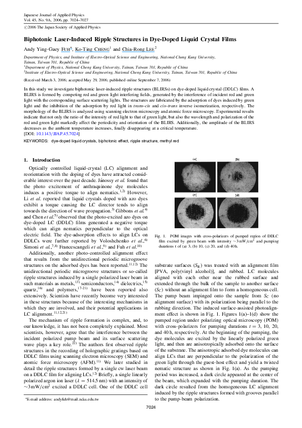 (PDF) Biphotonic Laser-Induced Ripple Structures in Dye-Doped Liquid ...