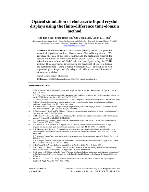 (PDF) Optical simulation of cholesteric liquid crystal displays using ...