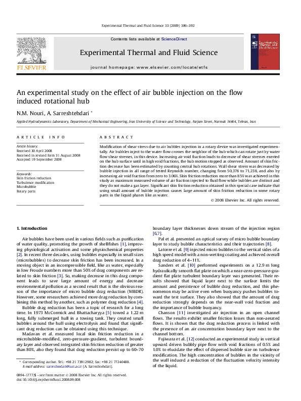 (PDF) An experimental study on the effect of air bubble injection on ...