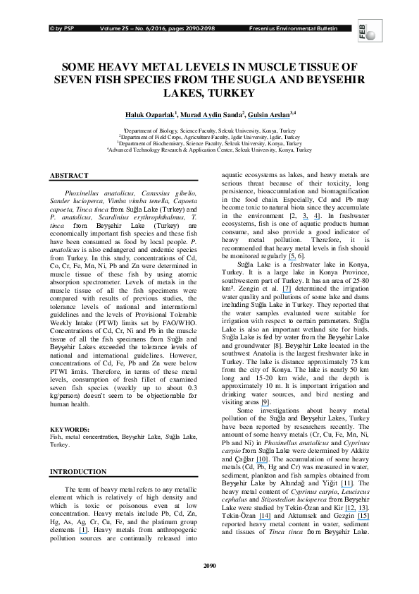 (PDF) SOME HEAVY METAL LEVELS IN MUSCLE TISSUE OF SEVEN FISH SPECIES ...