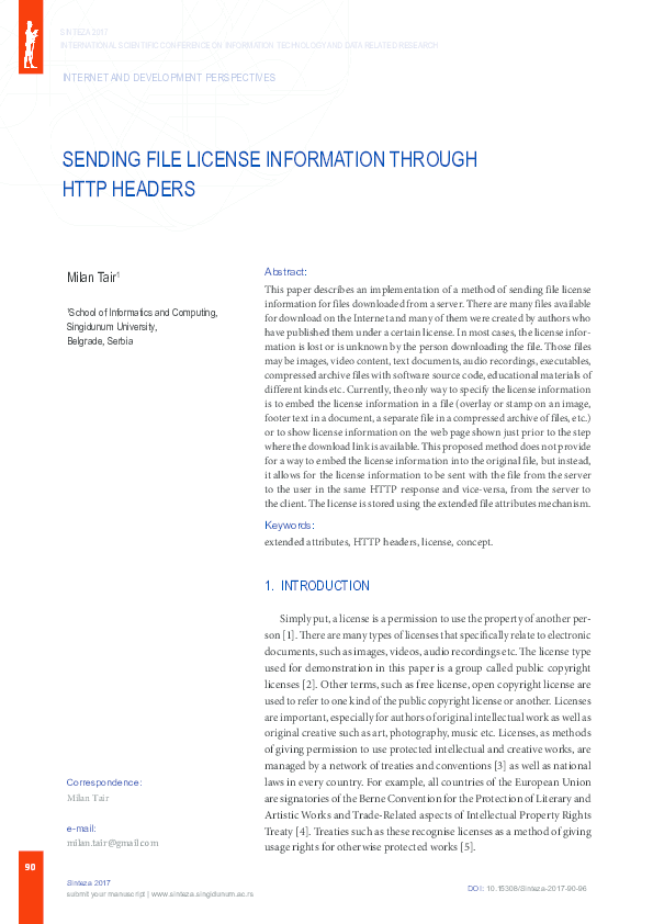 (PDF) Sending File License Information through HTTP Headers