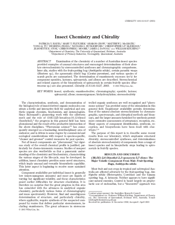 (PDF) Insect chemistry and chirality