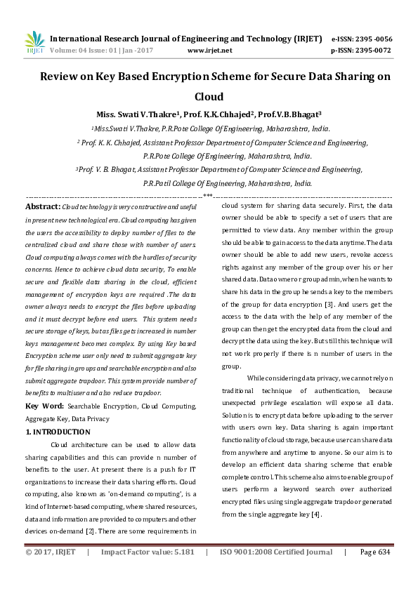 (PDF) Review on Key Based Encryption Scheme for Secure Data Sharing on ...