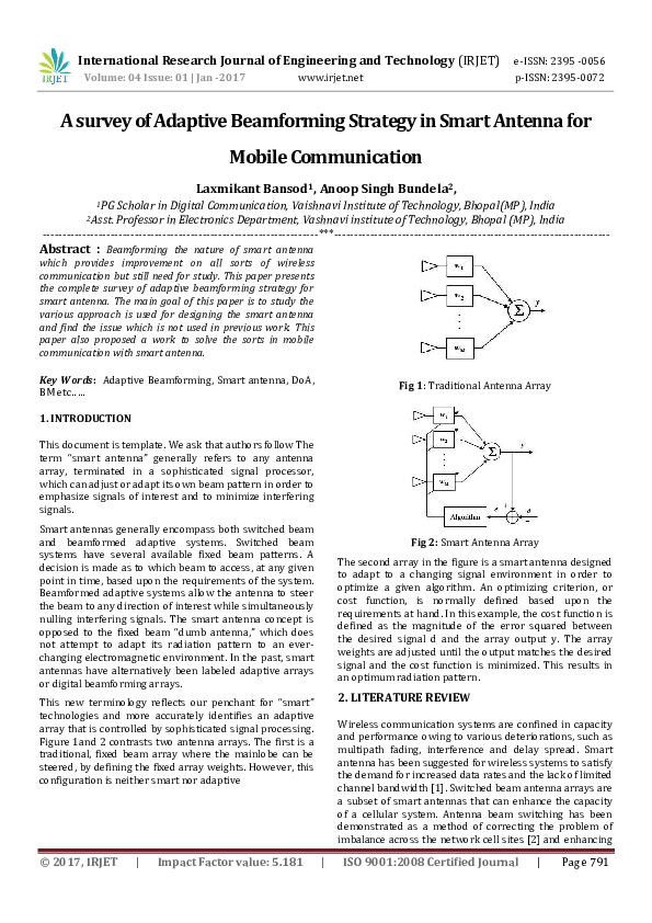 (PDF) A survey of Adaptive Beamforming Strategy in Smart Antenna for ...