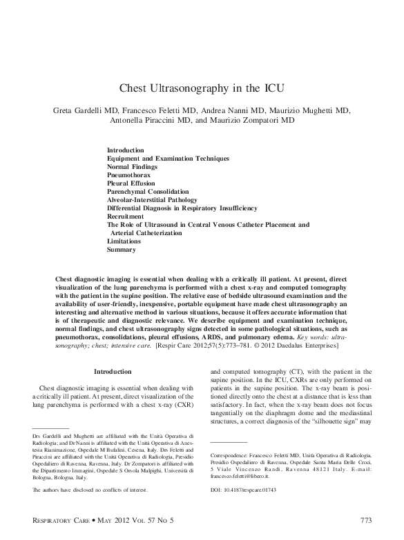 (PDF) Chest Ultrasonography in the ICU