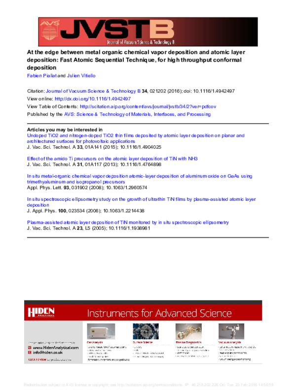 (PDF) At the edge between metal organic chemical vapor deposition and ...
