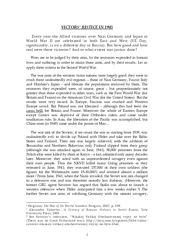 (DOC) VICTORS' JUSTICE IN 1945 Vladimir Moss Academia.edu