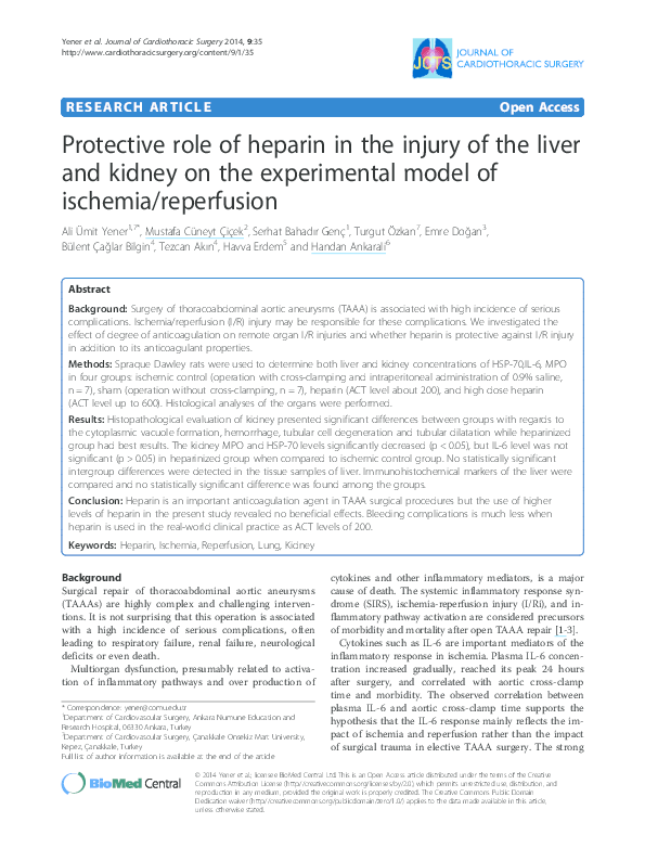 (PDF) Protective role of heparin in the injury of the liver and kidney ...