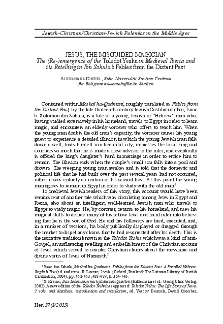 (PDF) “Jesus, the Misguided Magician: The (Re-)emergence of the Toledot ...