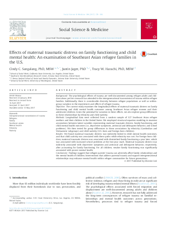 (PDF) Effects of maternal traumatic distress on family functioning and ...