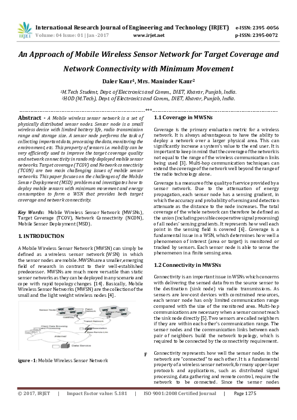 (PDF) An Approach of Mobile Wireless Sensor Network for Target Coverage ...