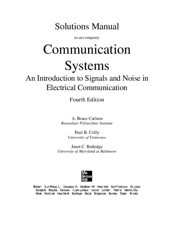 (PDF) Communication Systems An Introduction to Signals and Noise in