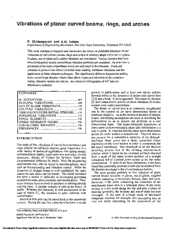 (PDF) Vibrations of planar curved beams, rings, and arches sara