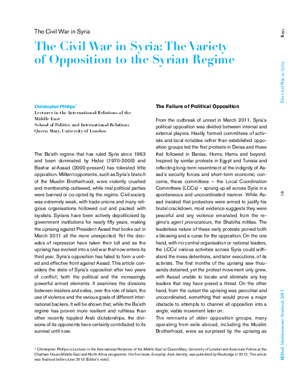 (PDF) The Civil War in Syria: The Variety of Opposition to the Syrian ...