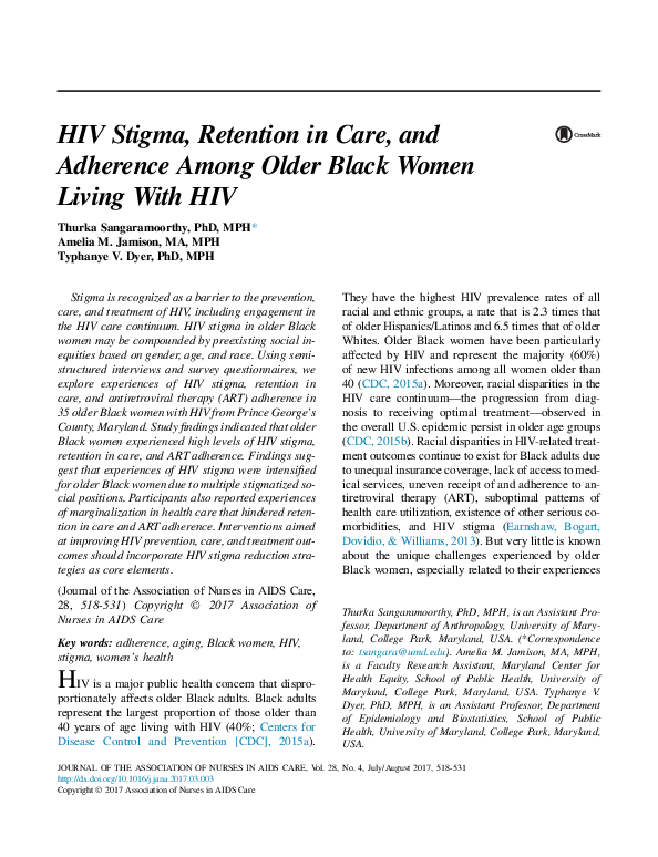 (PDF) HIV Stigma, Retention in Care, and Adherence Among Older Black ...