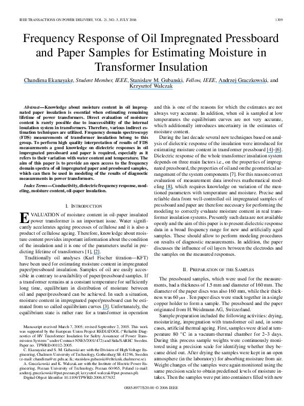 (PDF) Frequency Response of Oil Impregnated Pressboard and Paper ...