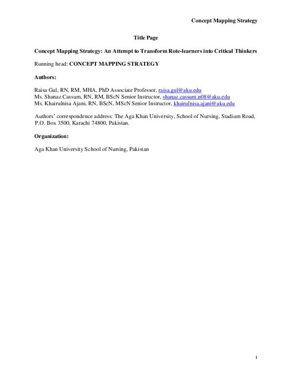 (PDF) Concept Mapping Strategy: An Attempt to Transform Rote-learners ...