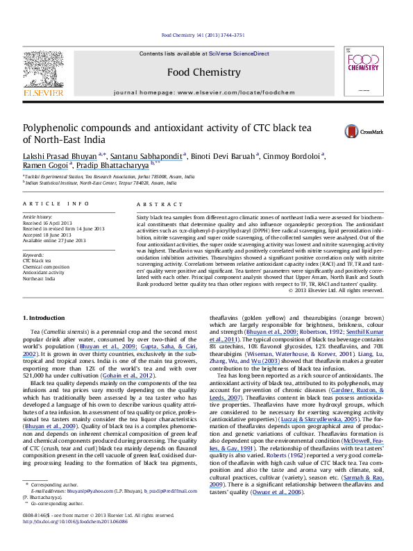 (PDF) Polyphenolic compounds and antioxidant activity of CTC black tea ...