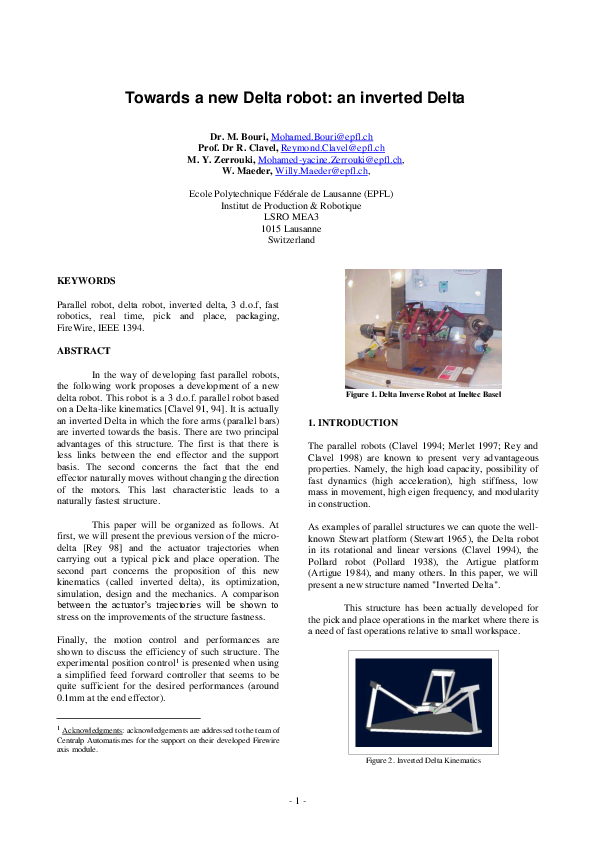 (PDF) Towards a new Delta robot: an inverted Delta