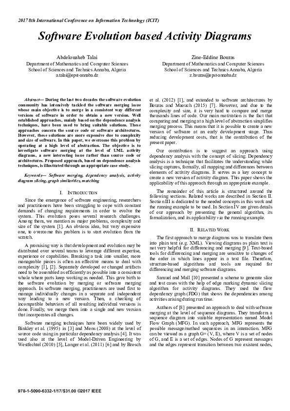 (PDF) Software Evolution based Activity Diagrams
