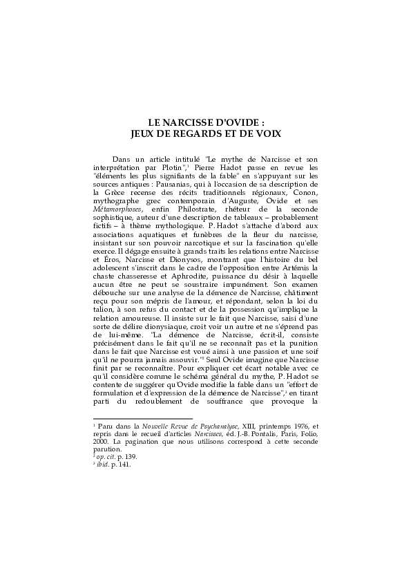 narcisse métamorphose