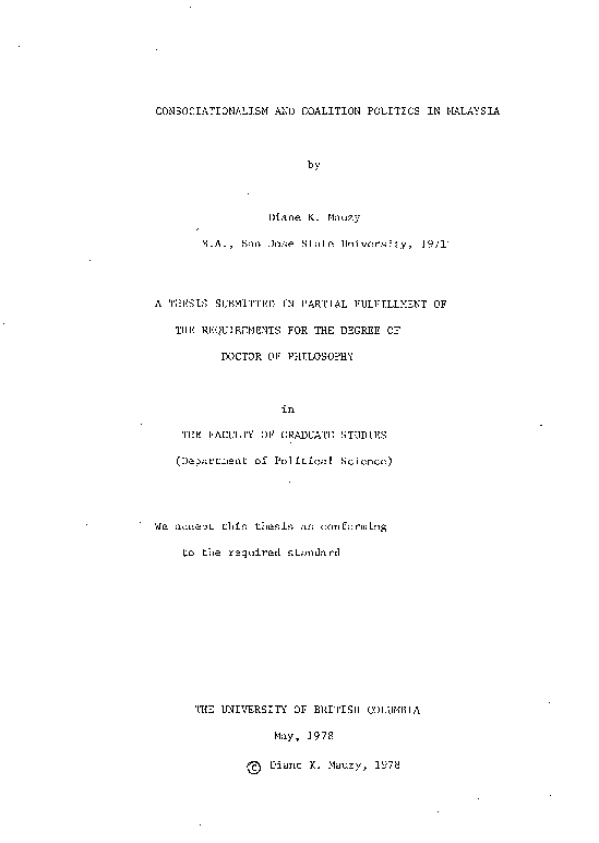 (PDF) CONSOCIATIONALISM AND COALITION POLITICS IN MALAYSIA