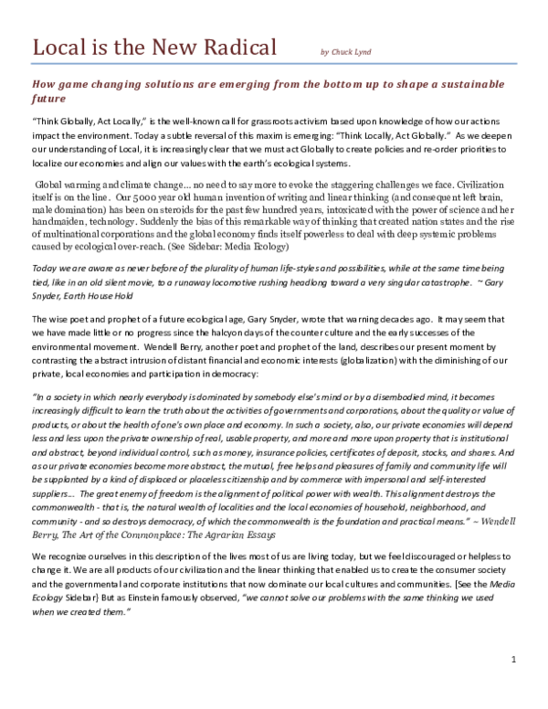 (PDF) Local is the New Radical