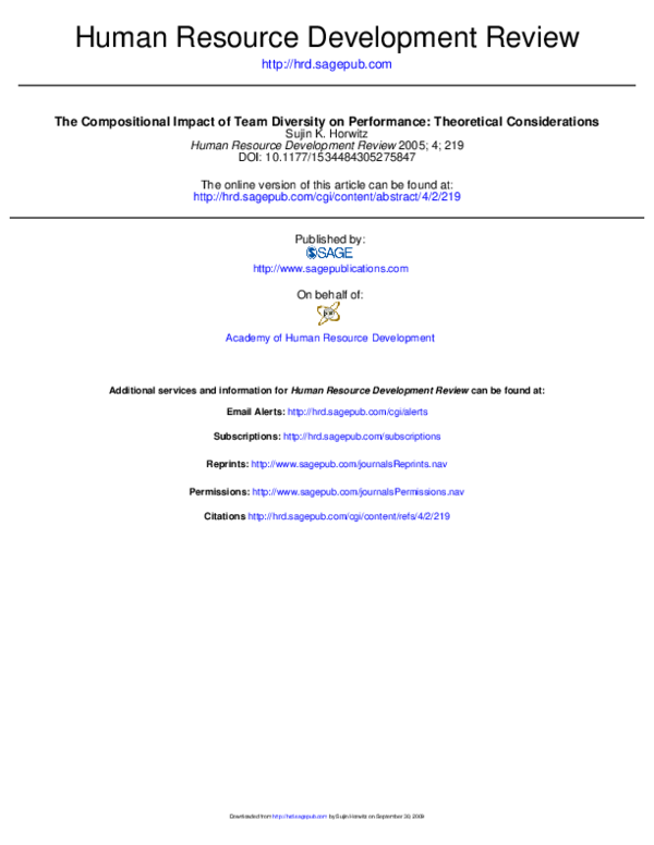 (PDF) The compositional impact of team diversity on performance ...