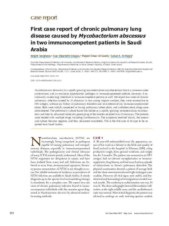 (PDF) First case report of chronic pulmonary lung disease caused by ...