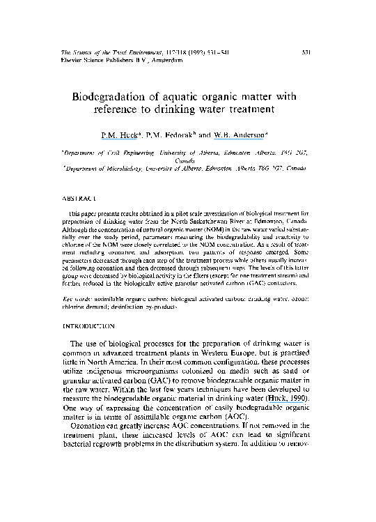(PDF) Biodegradation of aquatic organic matter with reference to ...