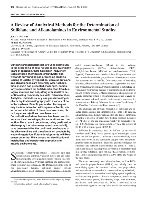 (PDF) A review of analytical methods for the determination of sulfolane ...