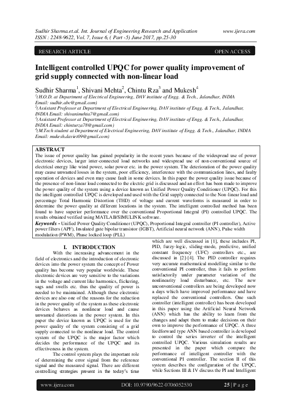 (PDF) Intelligent controlled UPQC for power quality improvement of grid ...