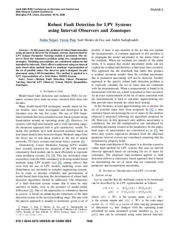 (PDF) Robust fault detection for LPV systems using interval observers ...