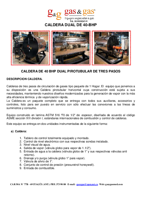 (PDF) CALDERA DUAL DE 40BHP CALDERA
