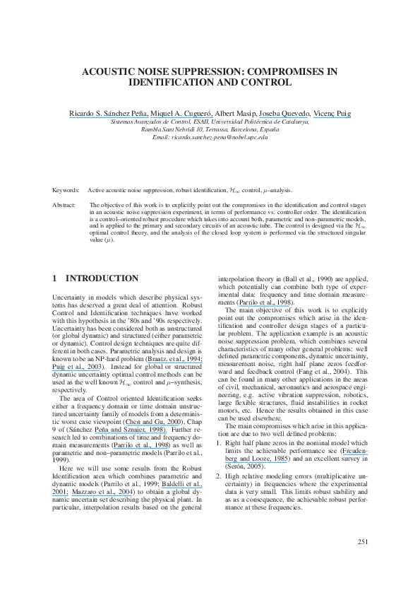 (PDF) Acoustic noise suppression: compromises in identification and control