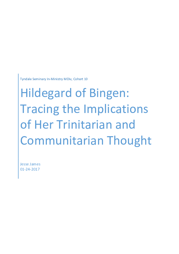 Hildegard of Bingen: Tracing the Implications of Her Trinitarian and Communitarian Thought