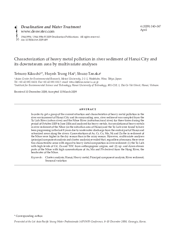 (PDF) Characterization of heavy metal pollution in river sediment of ...