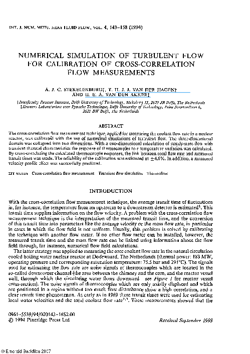 (PDF) Numerical simulation of turbulent flow for calibration of cross ...