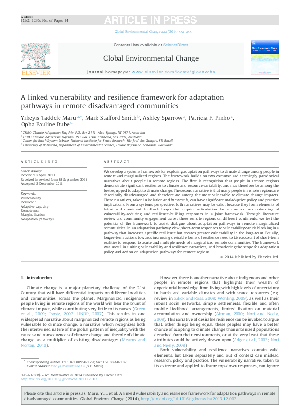 (PDF) A linked vulnerability and resilience frmework.pdf