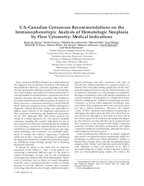 (PDF) U.S.‐Canadian consensus recommendations on the immunophenotypic ...