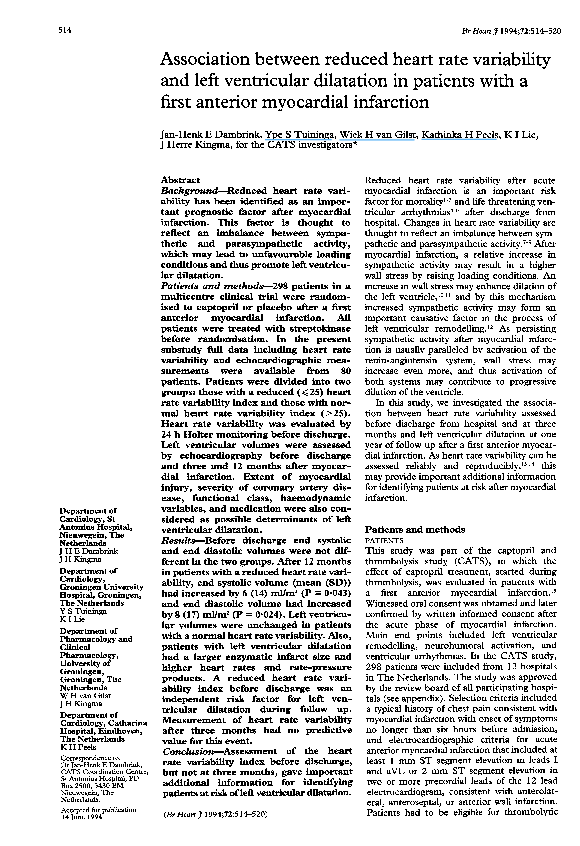 (PDF) Association between reduced heart rate variability and left ...