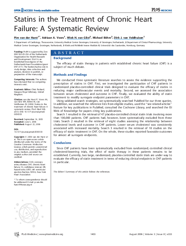 (PDF) Statins in the Treatment of Chronic Heart Failure A Systematic
