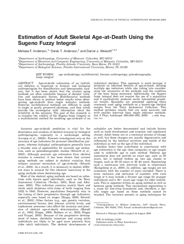 (PDF) Estimation of adult skeletal age-at-death using the Sugeno Fuzzy ...