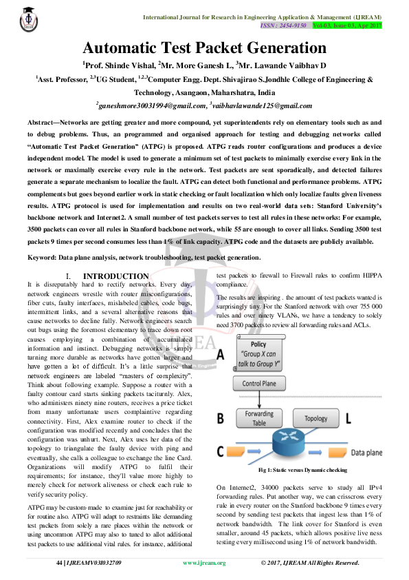(PDF) Automatic Test Packet Generation