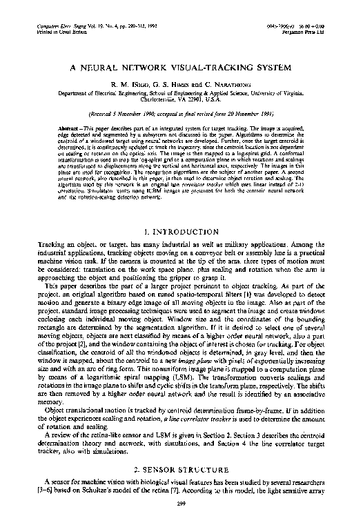 (PDF) A neural network visual-tracking system